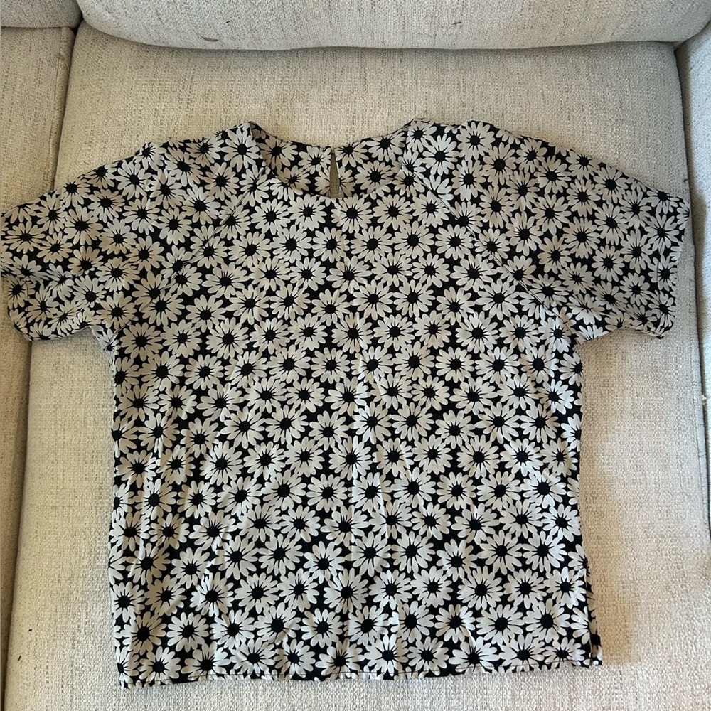Floral Black and White Blouse